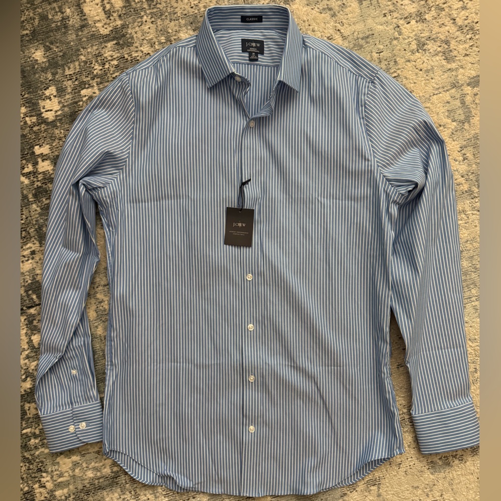 J. Crew Blue and White Striped Dress Shirt NWT